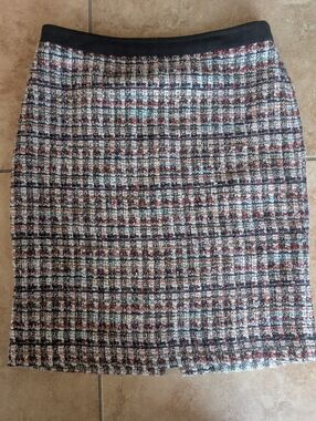 Talbots Tweed Pencil Skirt in Black, White and Red Multi